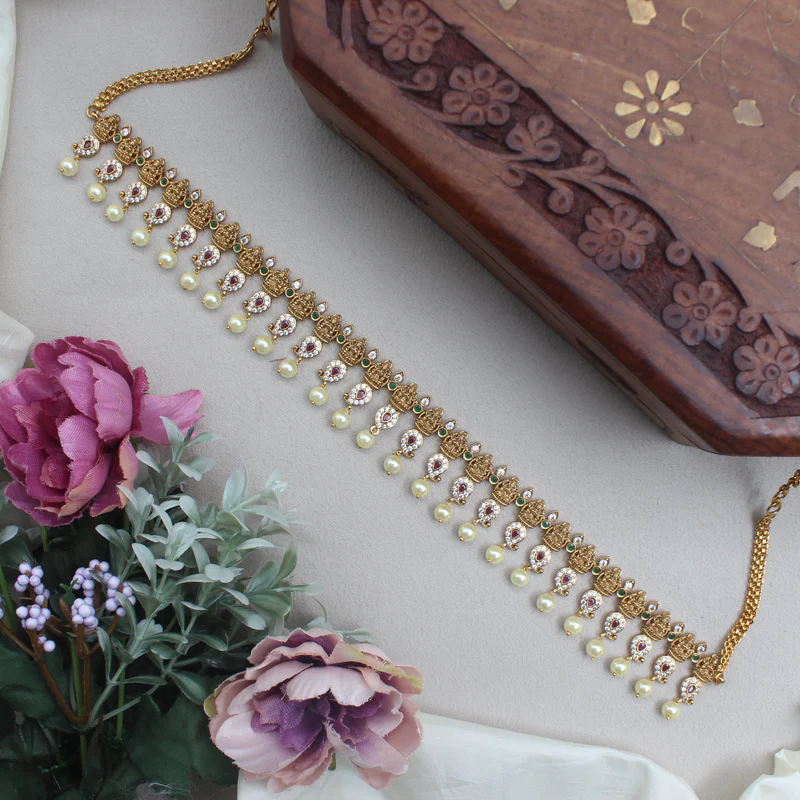Antique Gold Lakshmi AD Mango Sleek Bridal Hipchain